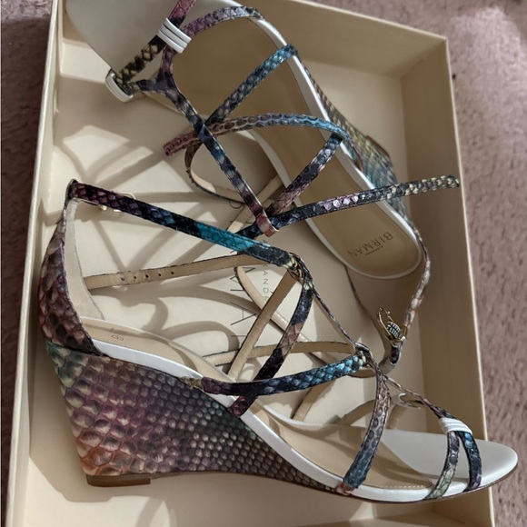 Alexandre Birman Colorful Python Strappy Wedge Sandals - Picture 9 of 13